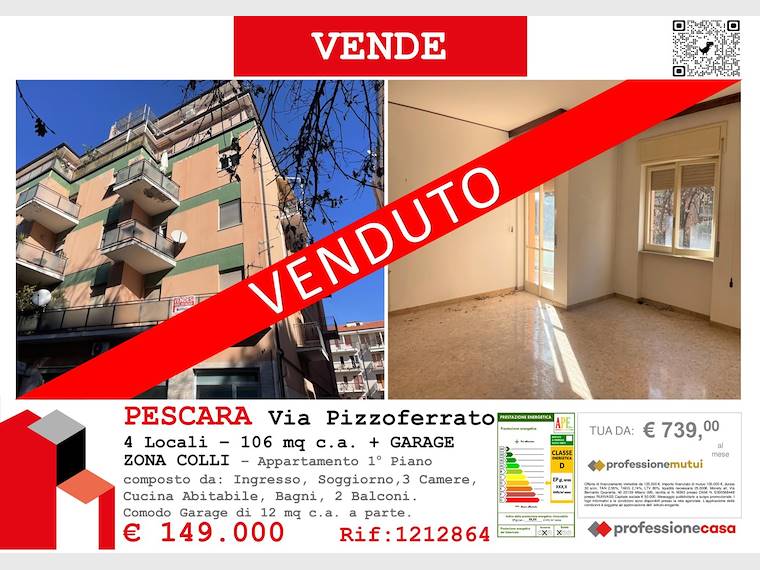 Appartamento in vendita a Pescara, Via Pizzoferrato, 74 - Pescara, PE
