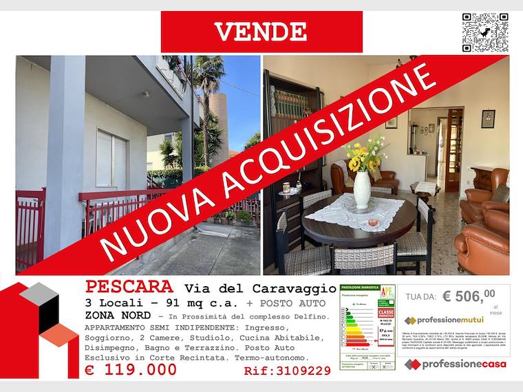 Appartamento in vendita a Pescara, Via Caravaggio, 183 - Pescara, PE
